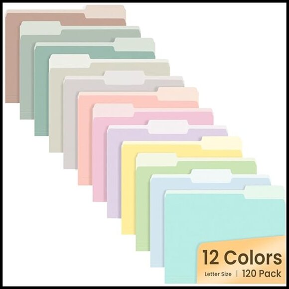 120 Pack Manila File Folders 8.5 x 11 Inches 1/3 Cut Tab